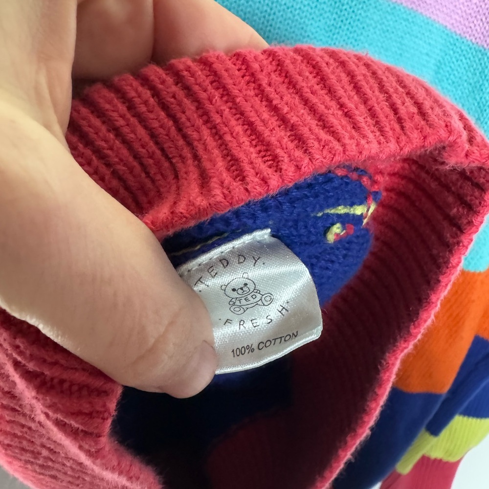 Teddy Fresh Mom Sweater Colorful Striped Cotton Size Small - Picture 5 of 7
